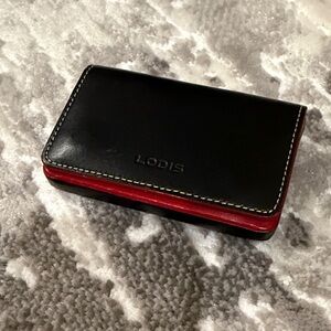 Lodis Black and Red Leather Card Case